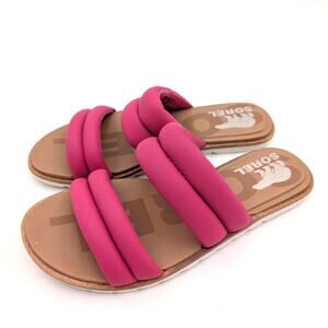 Sorel Ella II Puff Strappy Slide Sandals Women's Fuchsia Fizz Size US6.5 EU37.5